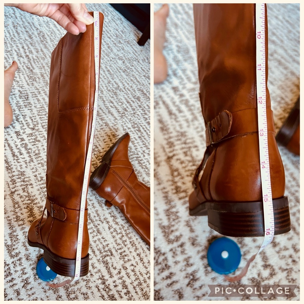 Nine West Blogger Tall Cognac Leather Zippered Riding Boots Size 7 - Picture 15 of 15